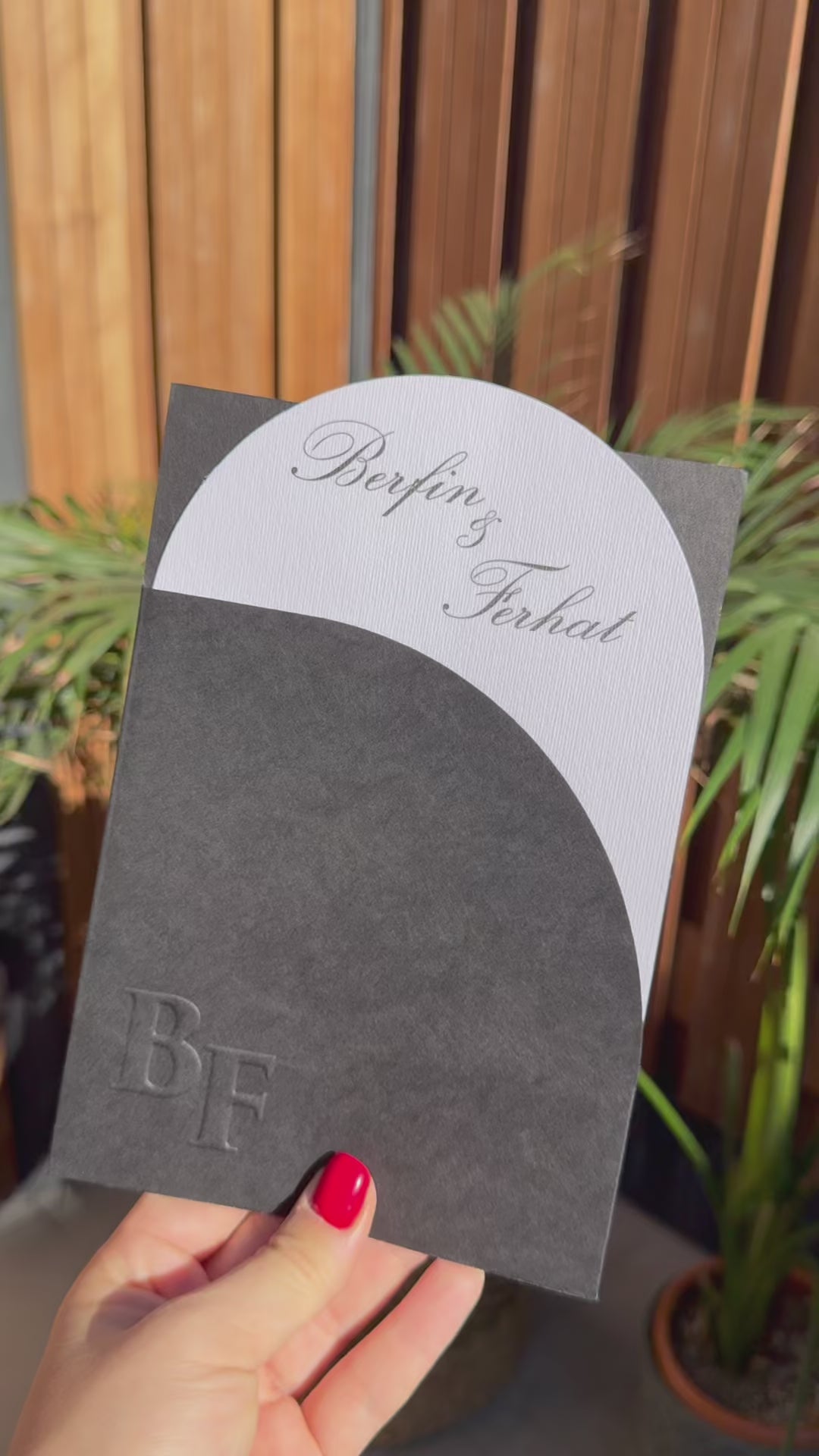 Black Embossed Envelope and White Classic Wedding Invitation