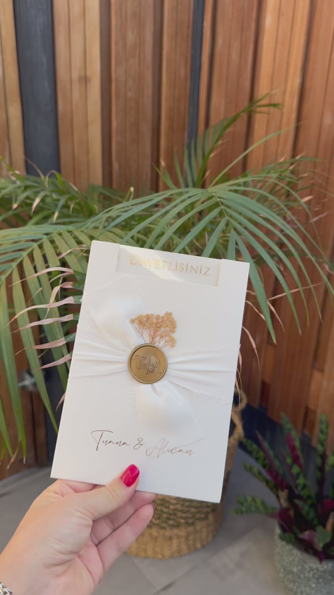 Transparent Wedding Invitation With Floral Wax Seal And Ribbon