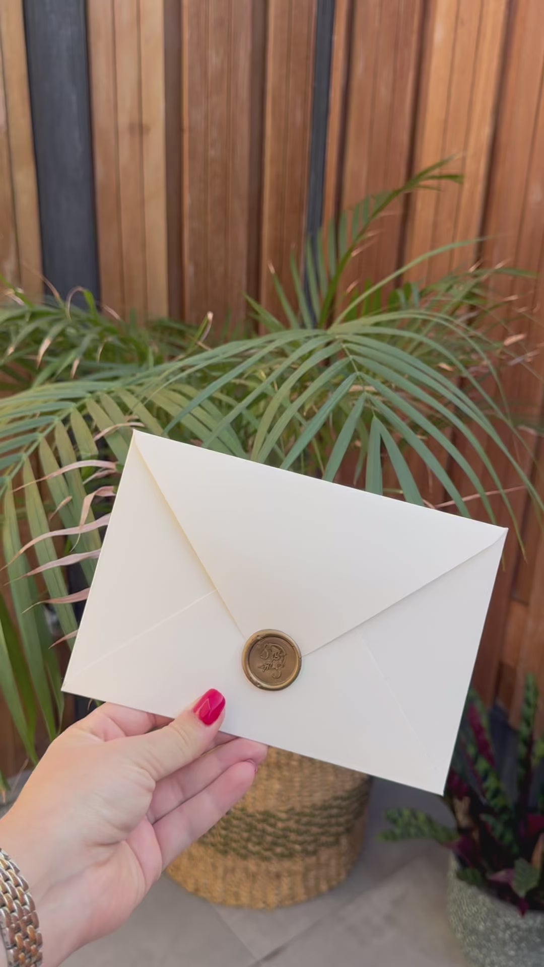 Green Wedding Invitation With Wax Seal Modern Design