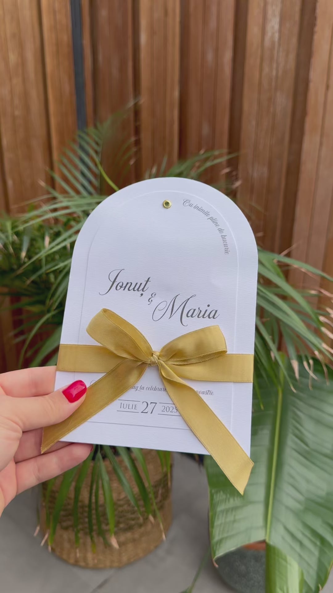 White Wedding Invitation With Yellow Ribbon Elegant Design